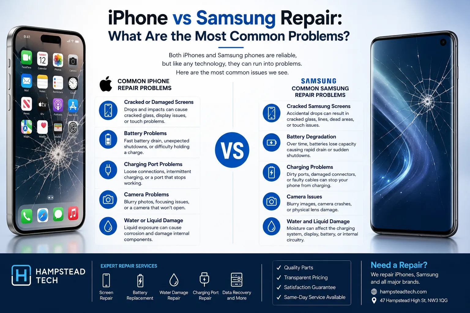iPhone vs Samsung Repair: What Are the Most Common Problems?